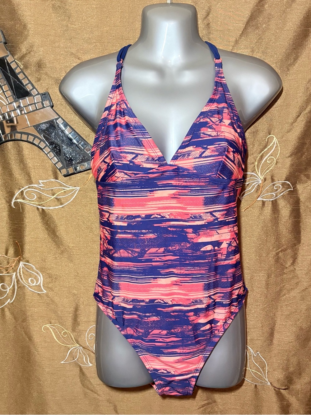 Lole Women's One-Piece Swimsuit in Navy and Coral Stripe